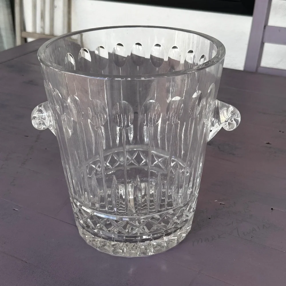 Vintage Heavy Hand Cut Eastern European Chrystal Champagne Bucket